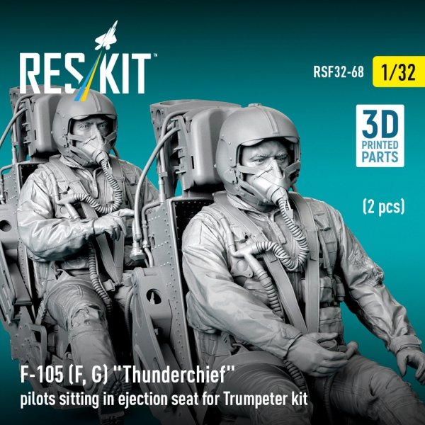 RESKIT RSF32-0068 F-105F/G "Thunderchief" pilots sitting in ejection seat for Trumpeter kit (2 pcs) (3D Printed) (1/32)