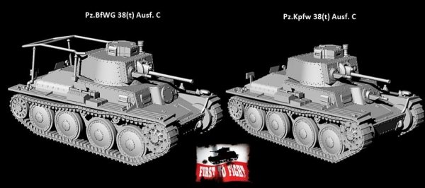 First to Fight First To Fight PL091 Niemiecki lekki czołg Pzkpfw 38(t) Ausf. C / Panzerbefehlswagen (Pzbfwg) 38(t) 1/72