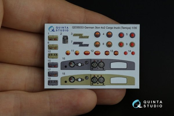 Quinta Studio QD35033 Opel Blitz 3D-Printed &amp; coloured Interior on decal paper (Tamiya) 1/35