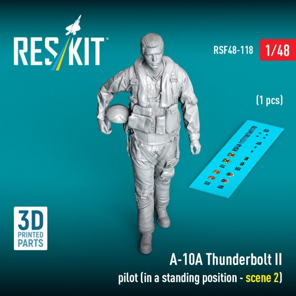 RESKIT RSF48-0118 A-10A Thunderbolt II pilot (in a standing position - scene 2) (1 pcs) (3D Printed) (1/48)