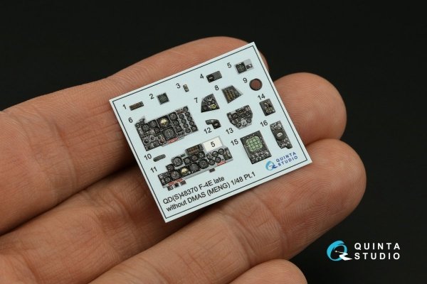 Quinta Studio QDS-48370 F-4E late without DMAS 3D-Printed &amp; coloured Interior on decal paper (Meng) (Small version) 1/48