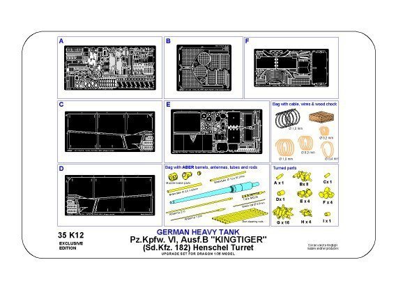 Aber 35K12 Pz.Kpfw. VI, Ausf.B (Sd.Kfz. 182) King Tiger (Henschel Turret) (1:35)