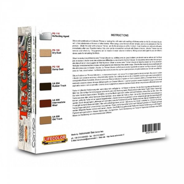Lifecolor SPG02 Pigments and colours for Tracks 6x22ml