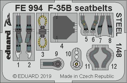 Eduard FE994 F-35B seatbelts STEEL 1/48 KITTY HAWK