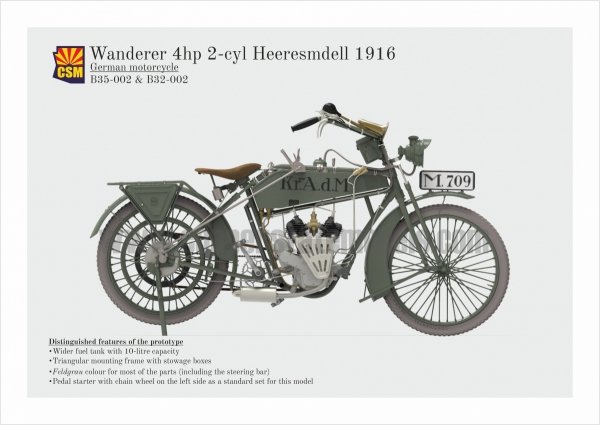 Copper State Models B32-002 Wanderer 4PS 1916 Motorcycle 1/32