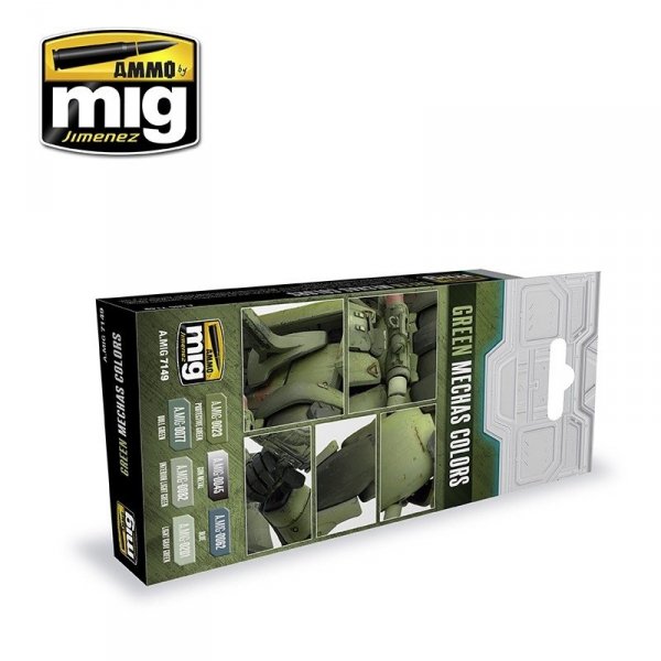 AMMO of Mig Jimenez 7149 GREEN MECHAS COLORS 6x17ml