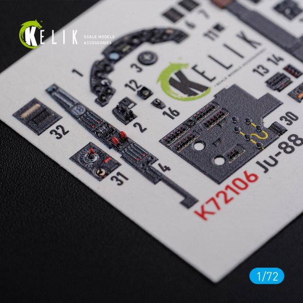 KELIK K72106 Ju-88 A-1 interior 3D decals for Revell kit 1/72