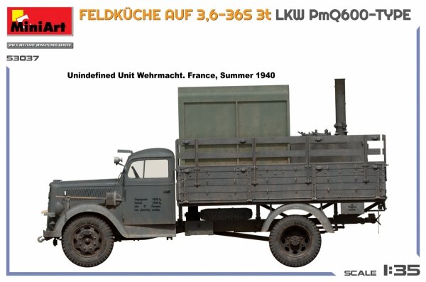 Mini Art 53037 Feldkuche Auf 3,6-36S 3t LKW PmQ600-Type 1/35