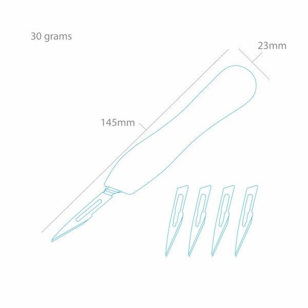 Modelcraft PKN5002-11 Plastic Scalpel Handle &amp; #11 blades x 5