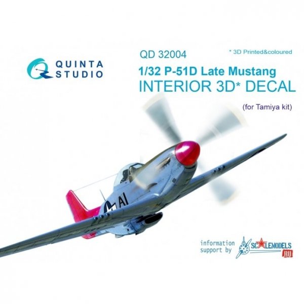 Quinta Studio QD32004 P-51D (Late) 3D-Printed &amp; coloured Interior on decal paper (for Tamiya kit) 1/32