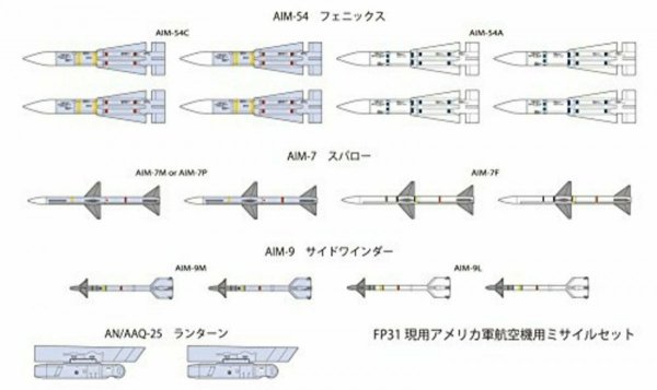 Fine Molds FP31 U.S. Air-to-Air Missile Set 1/72