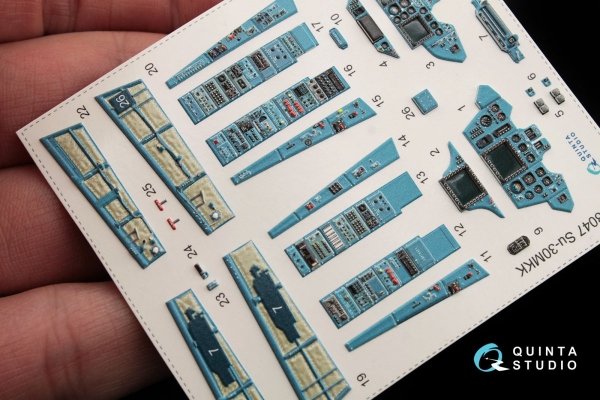 Quinta Studio QD48047 Su-30MKK 3D-Printed &amp; coloured Interior on decal paper (for HobbyBoss kit) 1/48