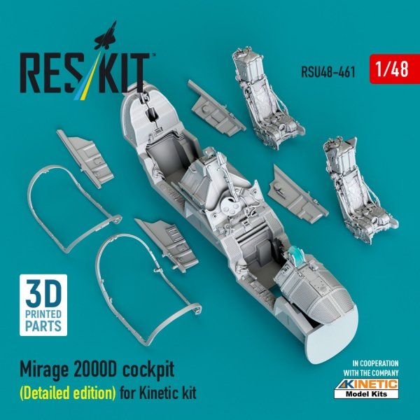 RESKIT RSU48-0461 Mirage 2000D cockpit (Detailed edition) for Kinetic kit (3D Printed) 1/48