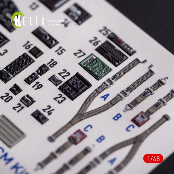 KELIK K48080 O-2A Skymaster interior 3D decals &quot;grey decoration type&quot; for ICM kit 1/48