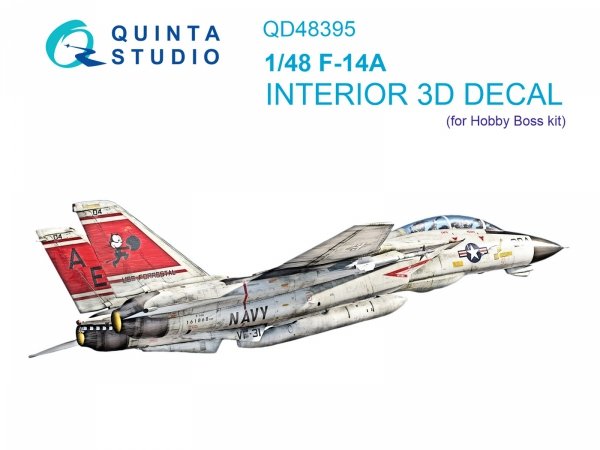 Quinta Studio QD48395 F-14A 3D-Printed &amp; coloured Interior on decal paper (Hobby Boss) 1/48