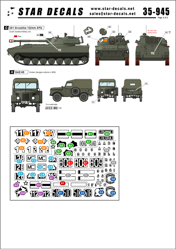 Star Decals 35-945 Post U.S.S.R. AFVs 1 1/35
