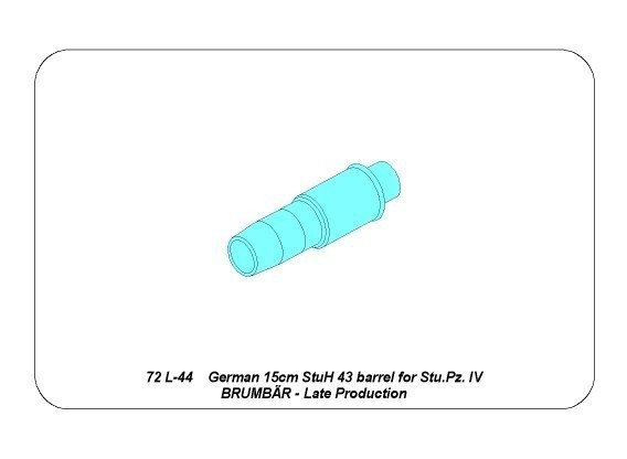 Aber 72L-44 Lufa 15cm StuH 43 do działa pancernrgo Stu.Pz. IV BRUMBAR – późna wersja / German 15cm StuH 43 Barrel for Stu.Pz. IV BRUMBAR – middle/late version 1/72