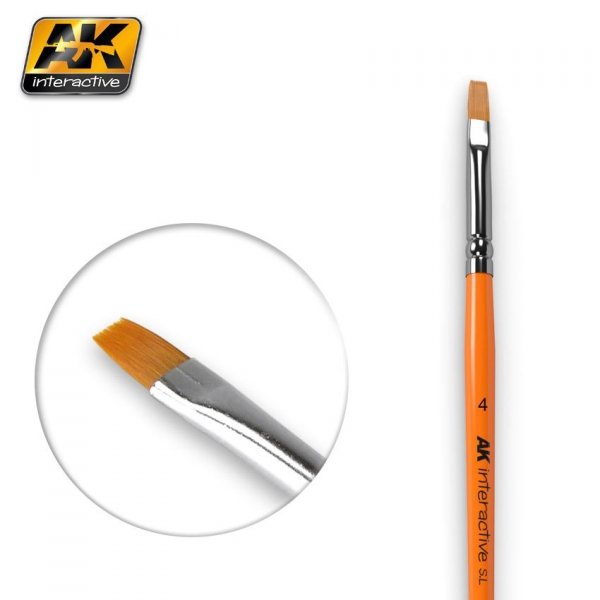 AK Interactive AK610 FLAT BRUSHES 4 SYNTHETIC