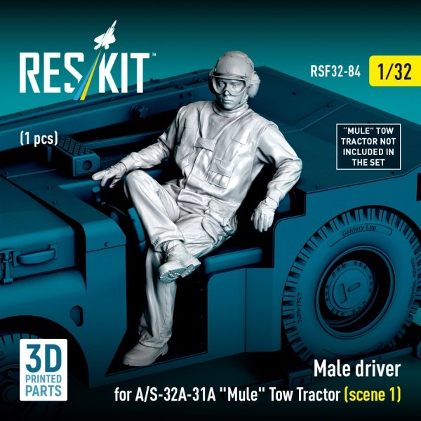 RESKIT RSF32-0084 Male driver for A/S-32A-31A "Mule" Tow Tractor (scene 1) (1 pcs) (3D Printed) (1/32)