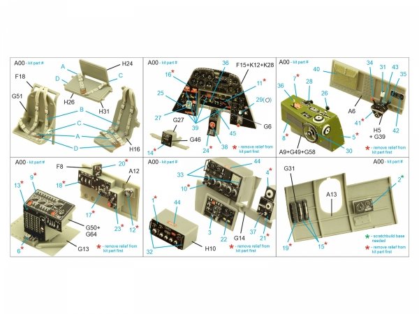 Quinta Studio QD32178 TBM-3 Avenger 3D-Printed coloured Interior on decal paper (Trumpeter) 1/32