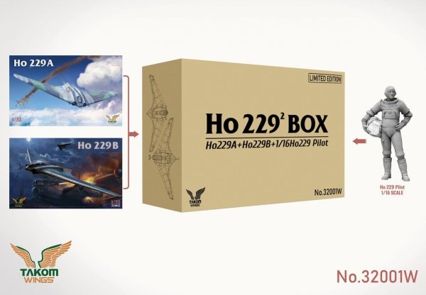 Takom 32001W Ho 229 Box - Ho 229A + Ho 229B + Ho 229 Pilot (Limited Edition) 1/32