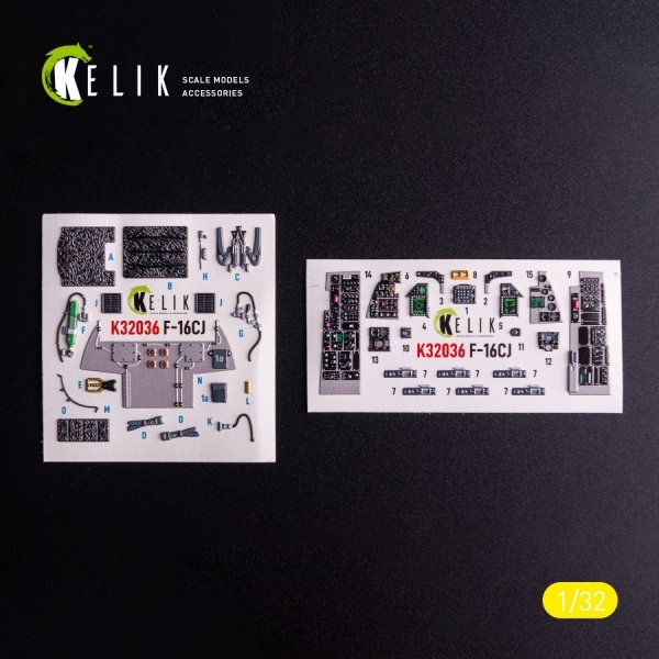 Kelik K32036 F-16CJ - interior 3D decals for Tamiya kit 1/32