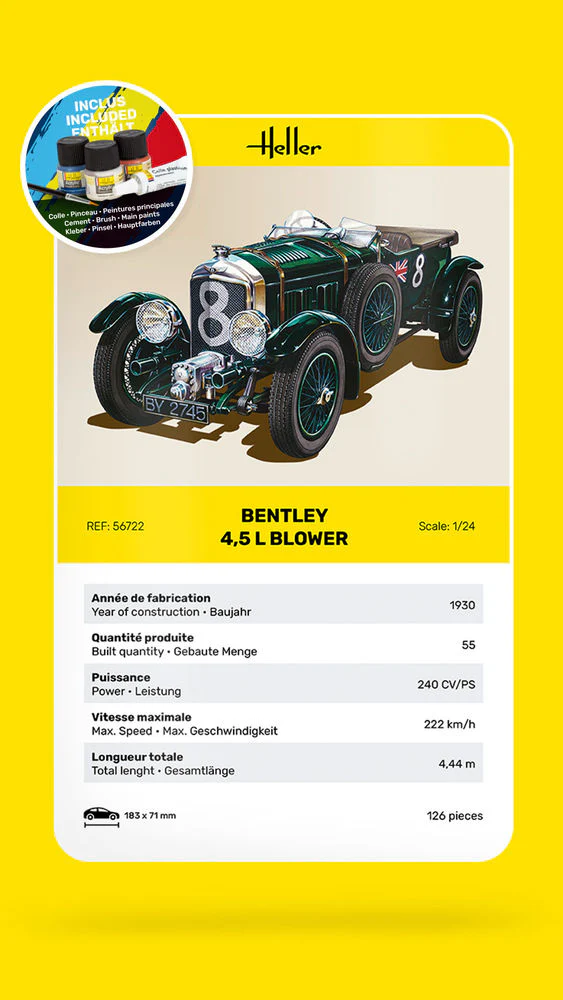Heller 56722 STARTER KIT Bentley 4.5 L Blower 1/24