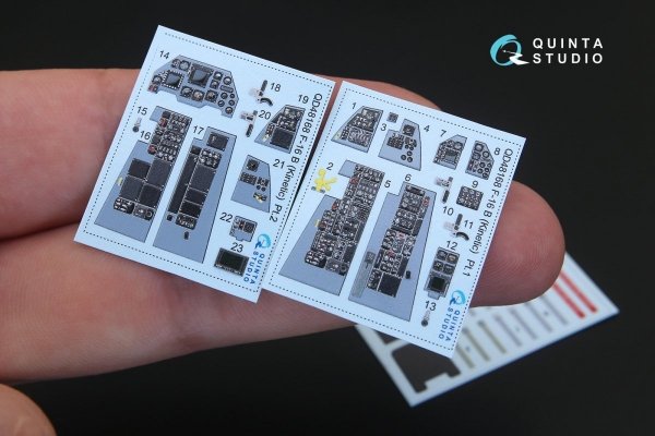 Quinta Studio QD48168 F-16B 3D-Printed &amp; coloured Interior on decal paper (for Kinetic kit) 1/48