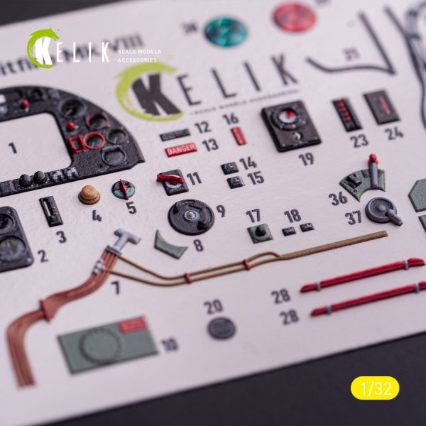 Kelik K32039 Spitfire Mk VIII - interior 3D decals for Tamiya kit (1/32)