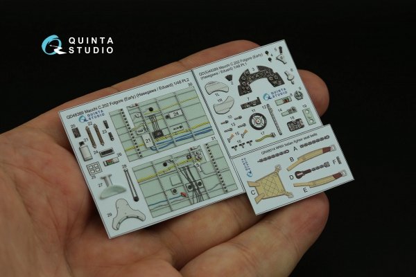 Quinta Studio QD48389 Macchi C.202 Folgore Early 3D-Printed &amp; coloured Interior on decal paper (Hasegawa/Eduard) 1/48