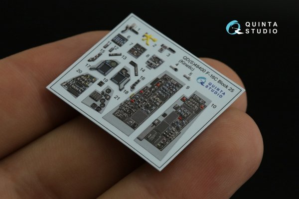 Quinta Studio QDS-48400 F-16C block 25 3D-Printed coloured Interior on decal paper (Kinetic 2022 tool) (Small version) 1/48