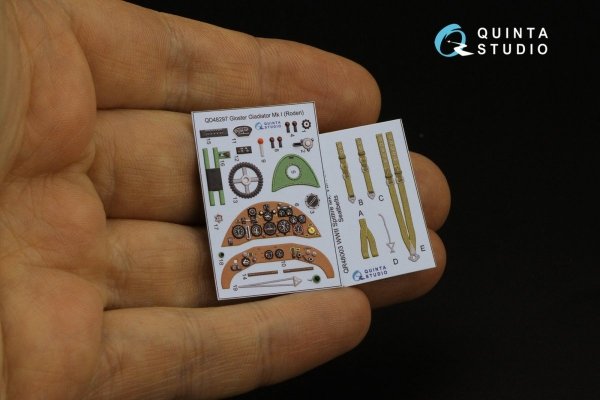 Quinta Studio QD48297 Gloster Gladiator MKI 3D-Printed &amp; coloured Interior on decal paper (Roden) 1/48