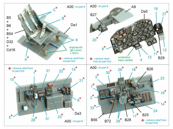 Quinta Studio QD48434 P-47D-25 Thunderbolt 3D-Printed coloured Interior on decal paper (Miniart) 1/48