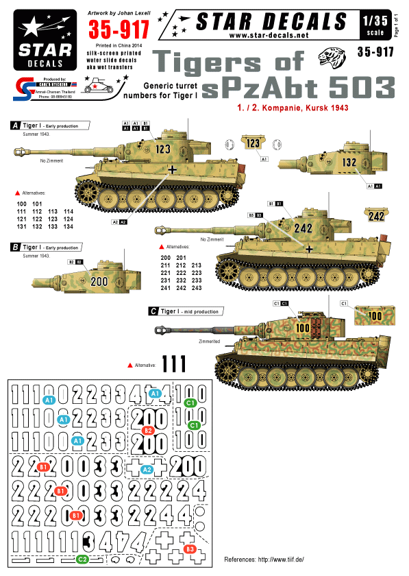 Star Decals 35-917 Tigers of sPzAbt 503 2 1/35