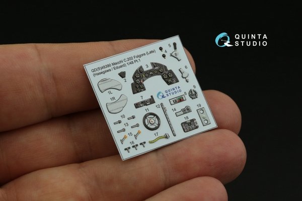 Quinta Studio QD48390 Macchi C.202 Folgore Late 3D-Printed &amp; coloured Interior on decal paper (Hasegawa/Eduard) 1/48