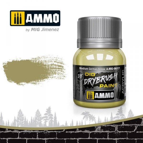 Ammo of Mig 0617 DRYBRUSH Medium German Yellow 40ml