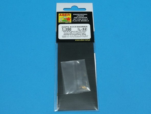 Aber 350L-32 Set of 20 pcs 0,5in (12,7mm) Vickers Mk.III machine gun barrels for Royal Navy ships (1:350)