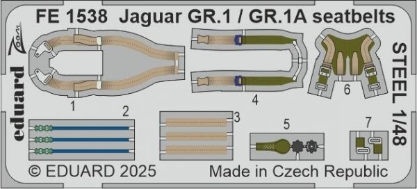 Eduard FE1538 Jaguar GR.1 / GR.1A seatbelts STEEL AIRFIX 1/48