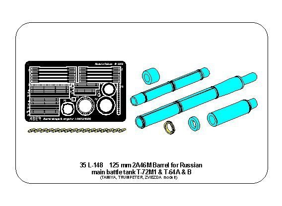 Aber 35L-148 125mm 2A46M Barrel for Russian Tank T-72M1 &amp;amp;amp;amp;amp;amp;amp;amp;amp; T-64A/B (1:35)