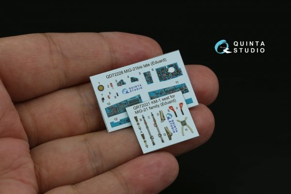 Quinta Studio QD72228 MiG-21bis late 3D-Printed &amp; coloured Interior on decal paper ( Eduard ) 1/72