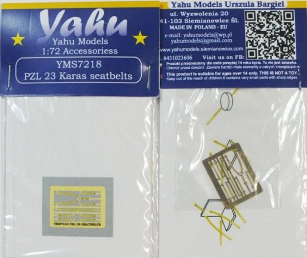 Yahu YMS7218 PZL P.23 / P.42 / P.43 seatblt. IBG / Heller / Plastyk (1:72)