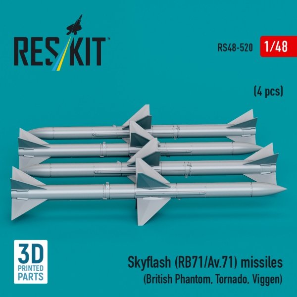 RESKIT RS48-0520 Skyflash (RB71/Av.71) missiles (4 pcs) (3D Printed) 1/48