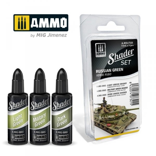 Ammo of Mig 7321 SHADER Set Russian Green 3x10ml