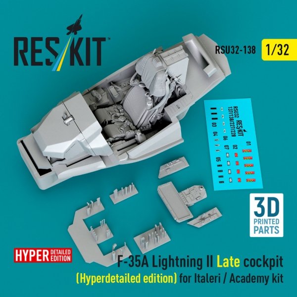 RESKIT RSU32-0138 F-35A Lightning II Late cockpit (Hyperdetailed edition) for Italeri / Academy kit (3D Printed) (1/32)
