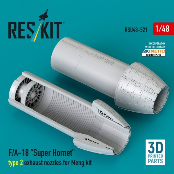RESKIT RSU48-0521 F/A-18 "Super Hornet" type 2 exhaust nozzles for Meng kit (3D Printed) 1/48