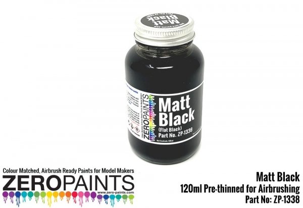 Zero Paints ZP-1338 Matt Black Paint 100ml