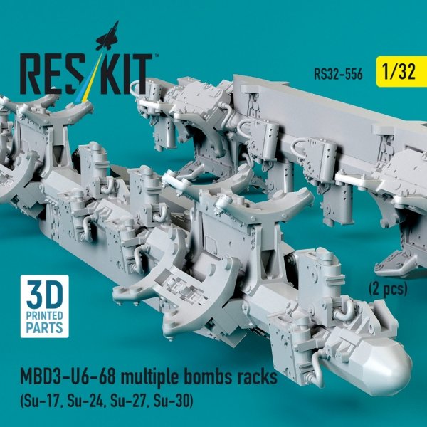 RESKIT RS32-0556 MBD3-U6-68 multiple bombs racks (2 pcs) (Su-17, Su-24, Su-27, Su-30) (3D Printed) (1/32)