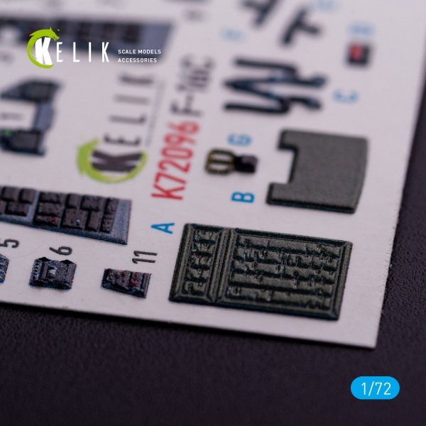 KELIK K72096 F-16C - interior 3D decals for Hasegawa kit 1/72