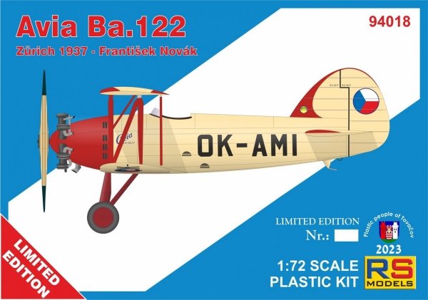 RS Models 94018 Avia Ba.122 - Zurich 1937 - Frantisek Novak 1/72