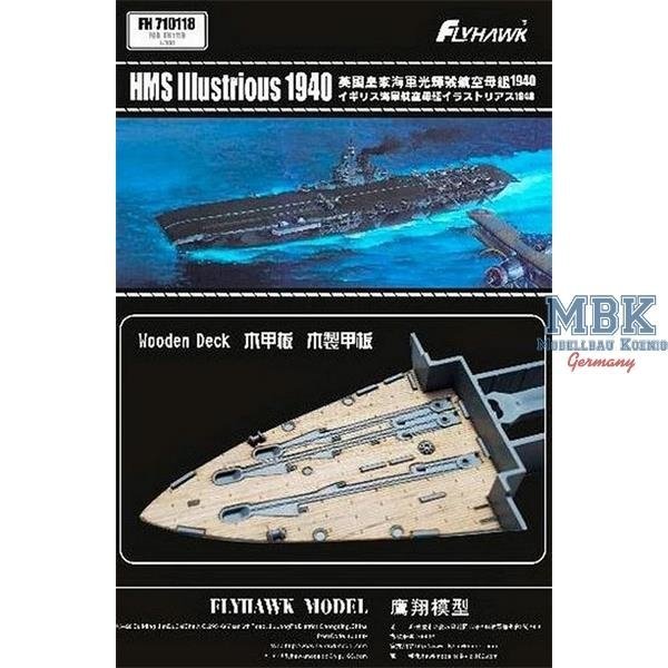 FlyHawk Model FH710118 HMS Illustrious, 1940 Wooden Deck 1/700